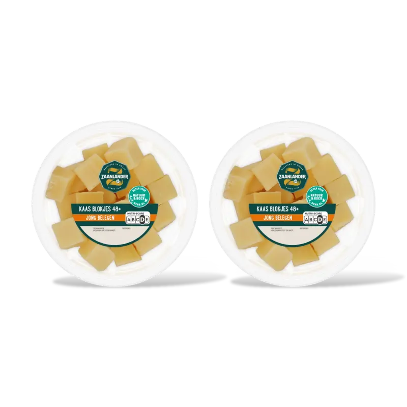 AH Zaanlander Kaasblokjes jong belegen 48+ 2-pack