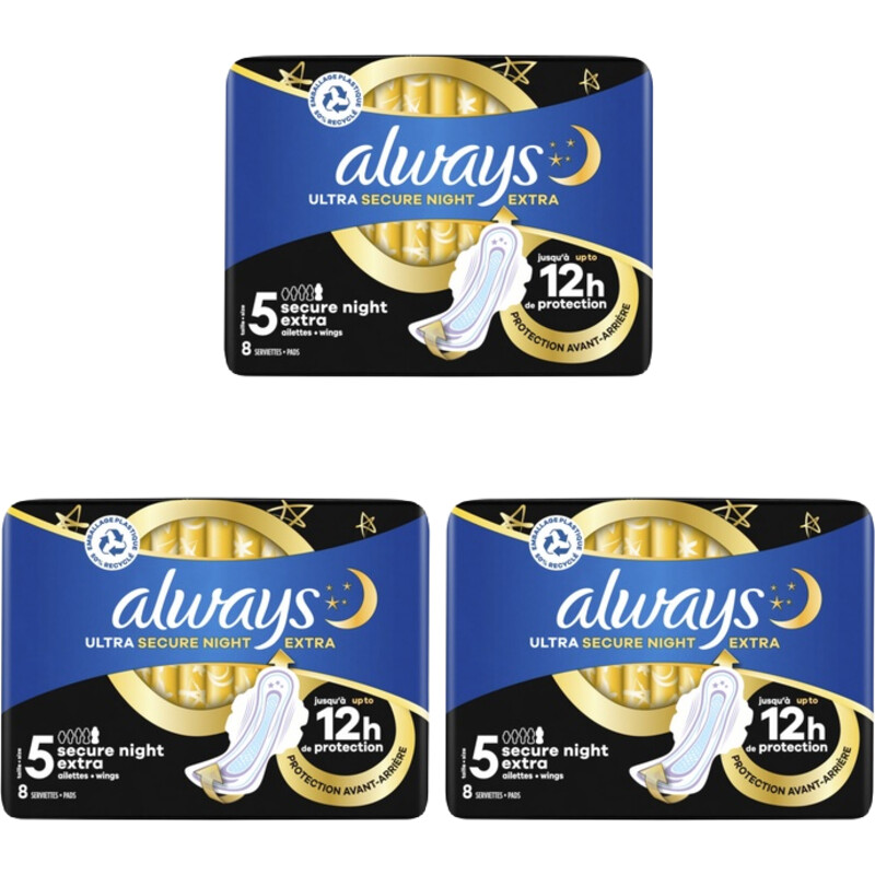 Een afbeelding van Always ultra secure night extra 3-pack