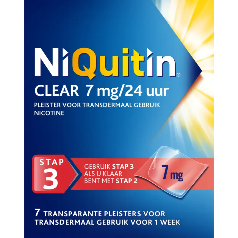 Niquitin Clear 7mg nicotine pleister stap 3