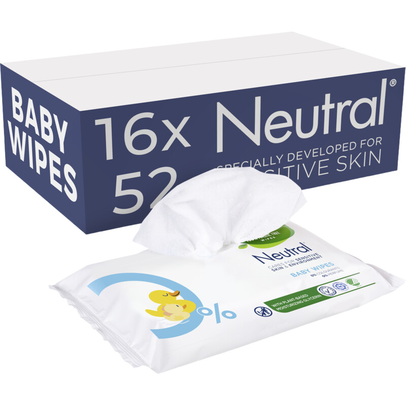 Een afbeelding van Neutral Baby wipes 0% parfume 16-pack
