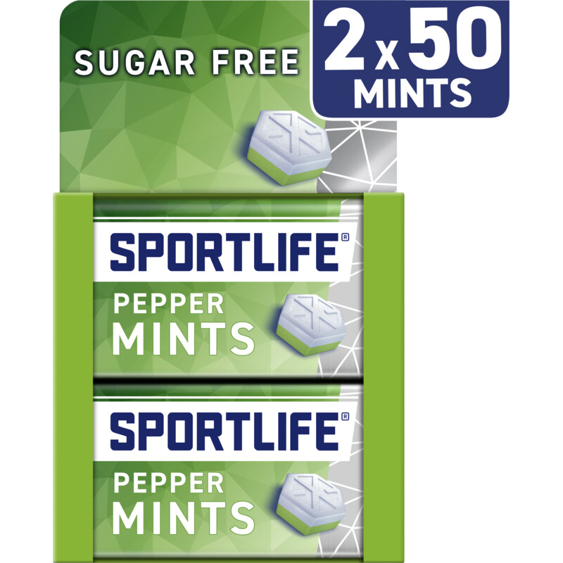 Een afbeelding van Sportlife Peppermint sugar free mints 2-pack