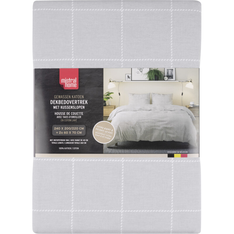 Tutti Mistral Home Dekbedovertrek grijze ruit 240x200cm