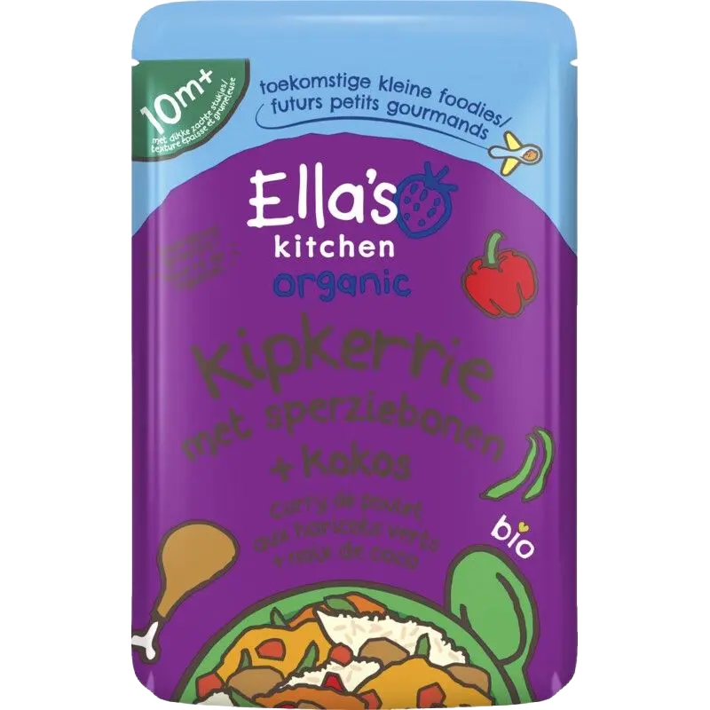 Organic Bio Kipkerrie met Sperziebonen + Kokos 10 M+
