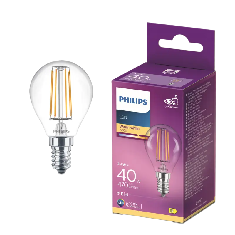 Philips Led fil kogel helder E14 40W