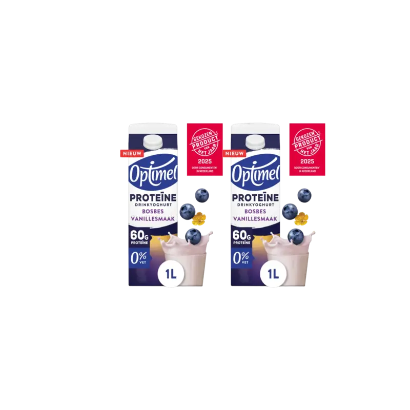 Optimel Drinkyoghurt protein bosbes vanil 2-pack