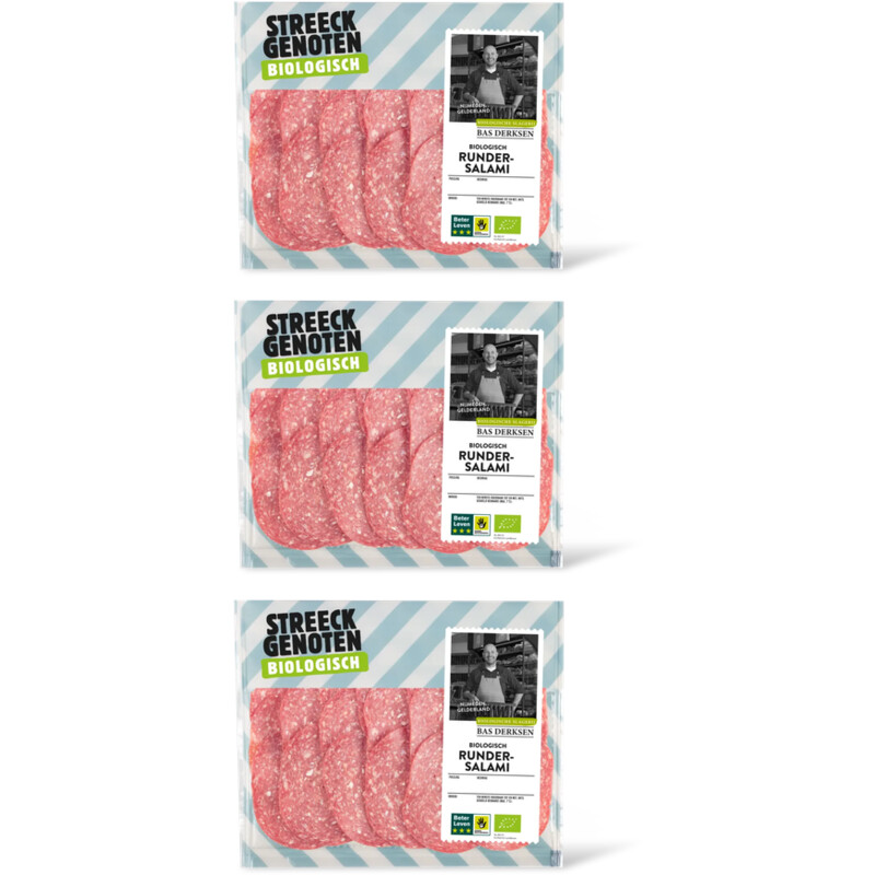 Streeckgenoten Biologische rundersalami 3-pack