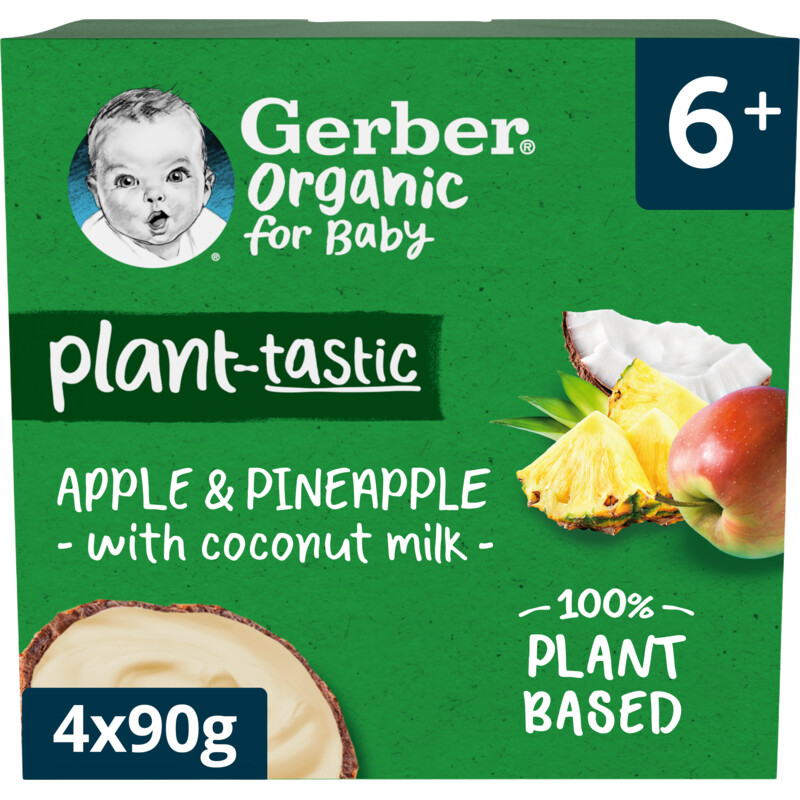 Een afbeelding van Gerber Organic Plant-tastic appel ananas 6m+