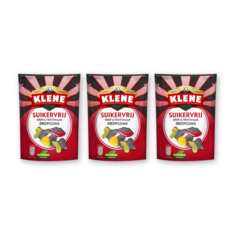 Klene Suikervrij dropgums 3-pack