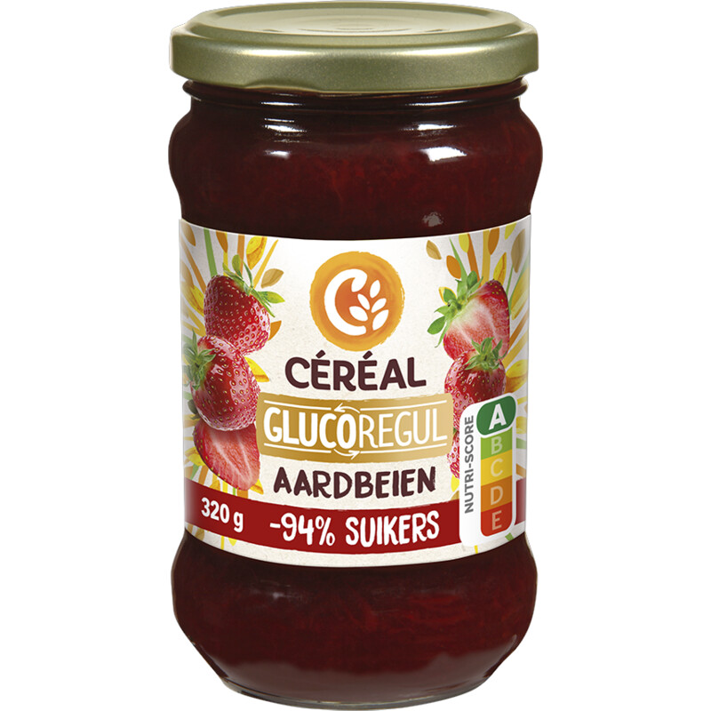 Een afbeelding van Céréal Glucoregul jam aardbeien minder suikers