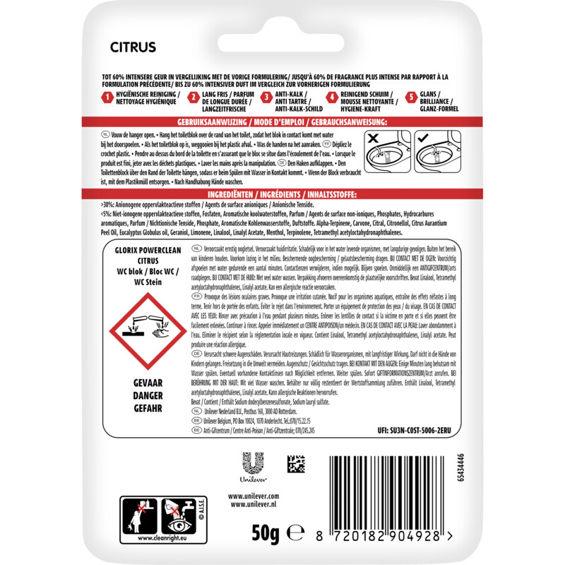 Een afbeelding van Glorix Power5 citrus wc-blok