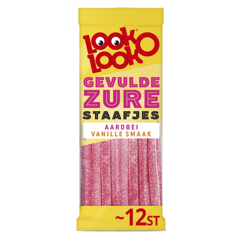 Look-O-Look Gevulde zure staafjes aardbei vanille