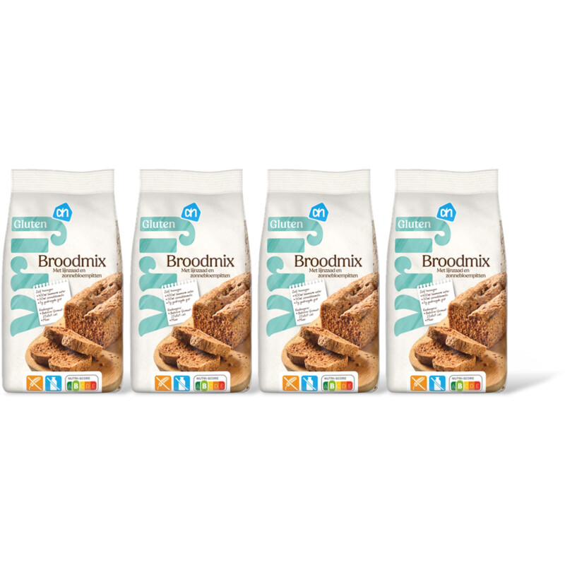 AH Glutenvrij Broodmix met lijnzaad & zonnebloempi 4pk