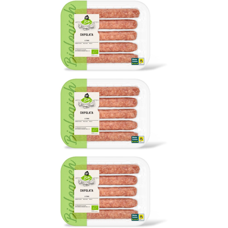 AH Biologisch Varkenschipolata 3-pack