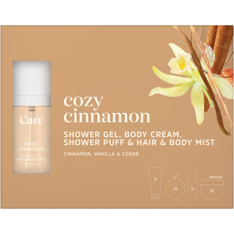 Een afbeelding van Care Cozy cinnamon shower hair & body giftset