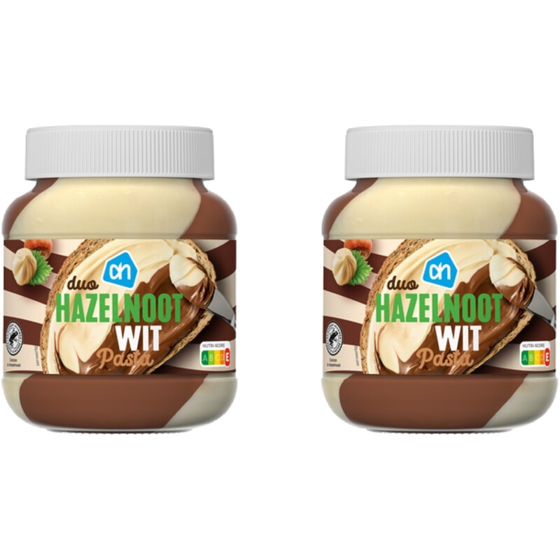 Een afbeelding van AH Duopasta hazelnoot wit 2-pack