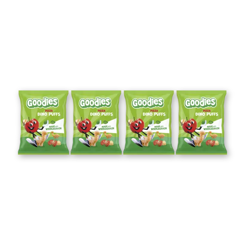 Snack dino puffs pizza 3+ jaar 4-pack