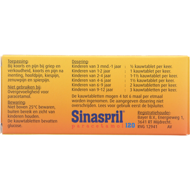 Een afbeelding van Sinaspril Paracetamol 120 mg