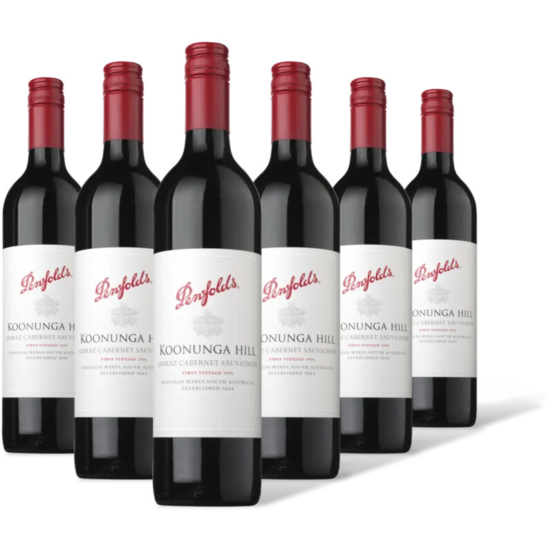 Penfolds Koonunga hill shiraz cabernet 6 flessen