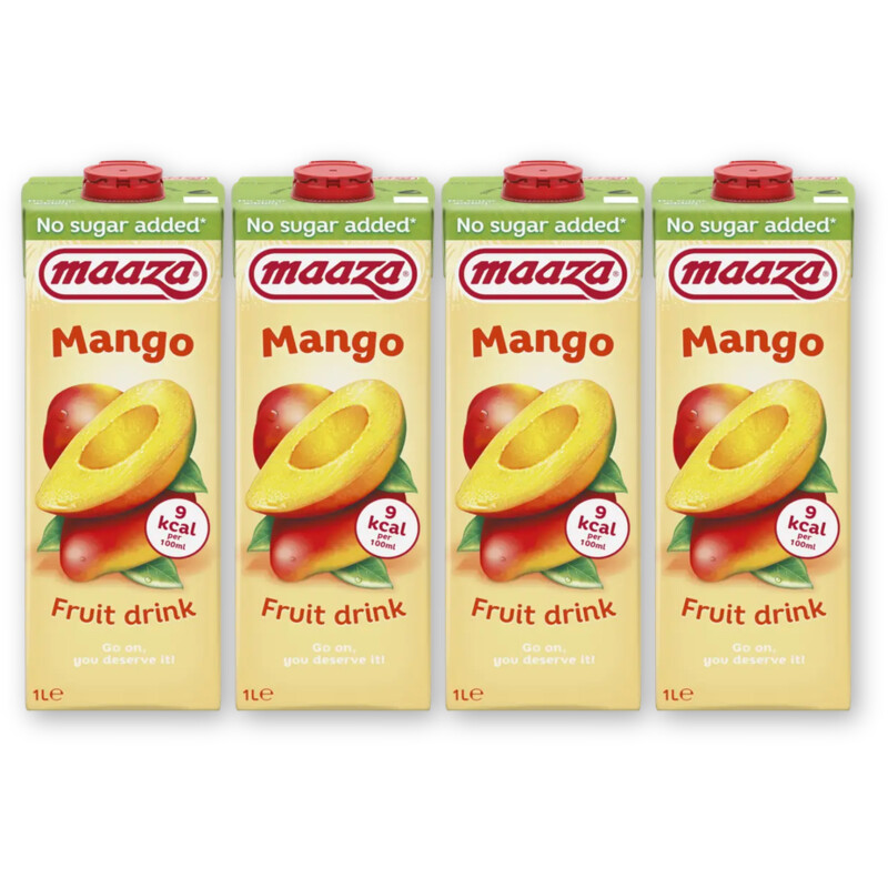 Maaza Mango fruit drink no sugar added 4-pack