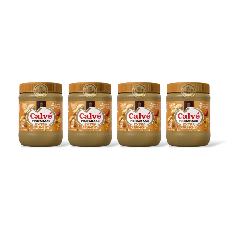 Calvé Extra crunchy pindakaas 4-pack