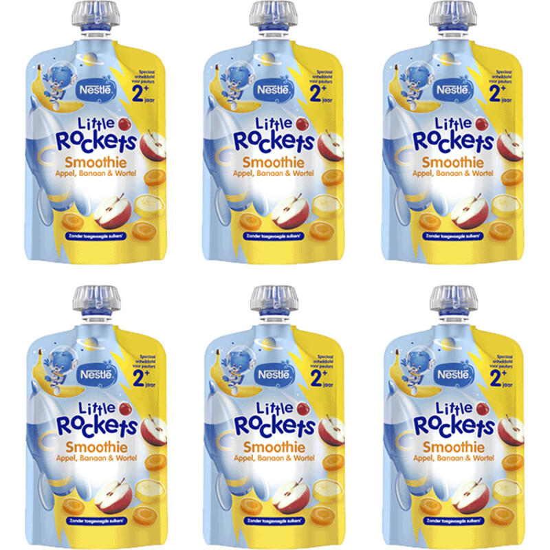 Een afbeelding van Nestlé Little Rockets appel wortel 2+ 6-pack