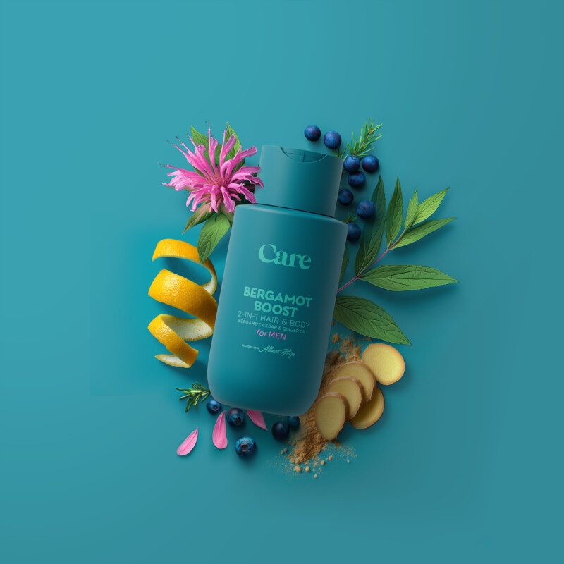 Een afbeelding van Care Bergamot boost hair & body for men