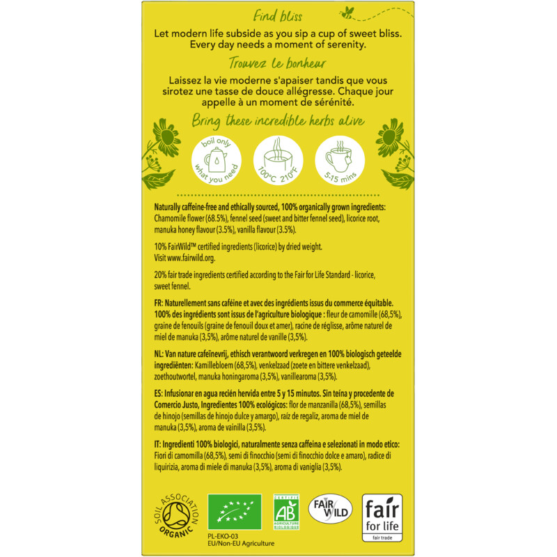 Een afbeelding van Pukka Chamomile vanilla manuka honey