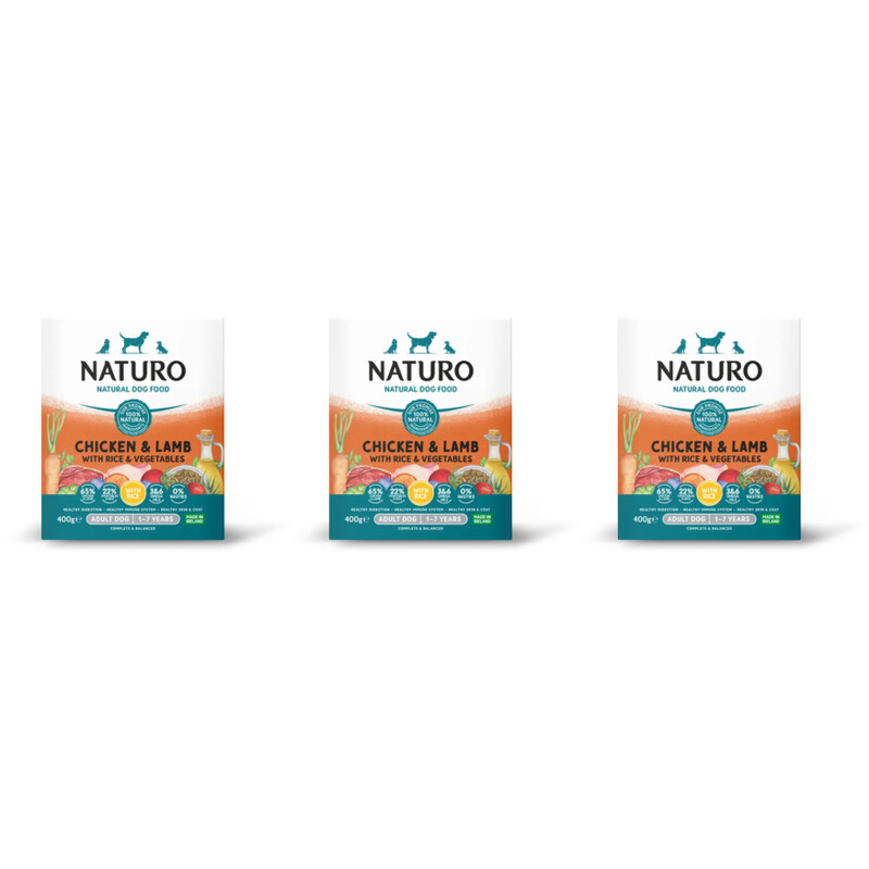 Naturo Kip lam en rijst voor de hond 3-pack