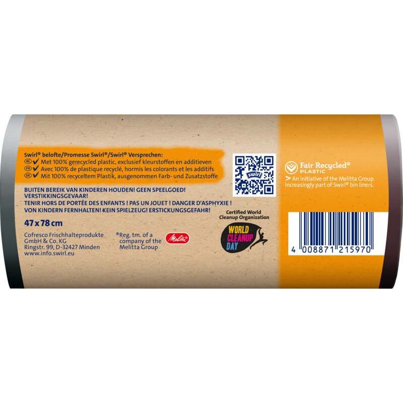 Een afbeelding van Swirl Vuilniszakken met fixeerband 30 liter