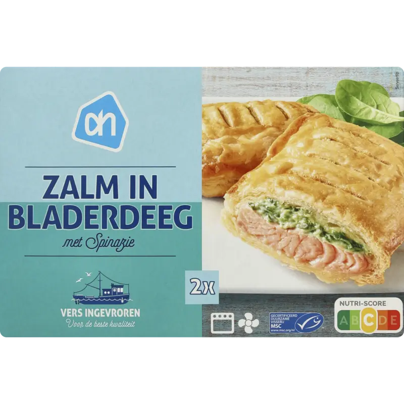 Zalm in bladerdeeg met spinazie