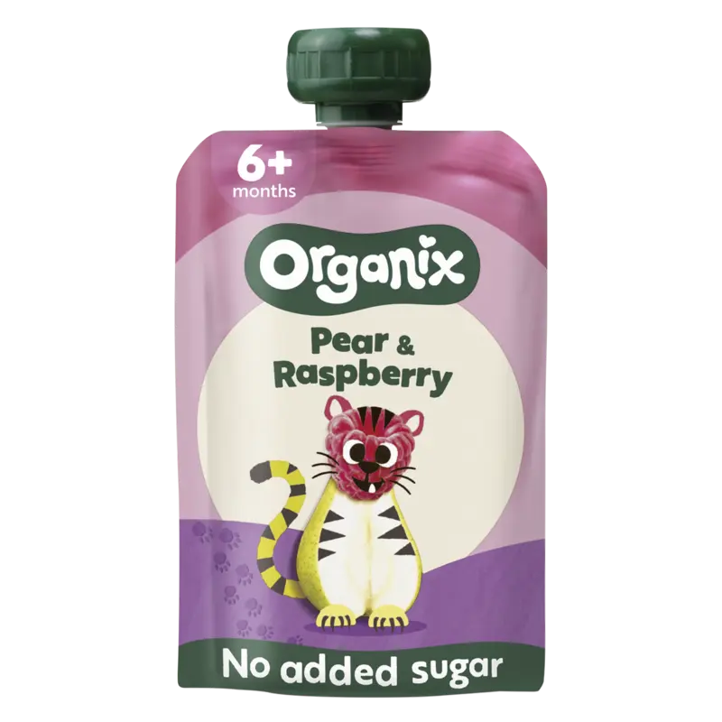 Knijpzakje pear-raspberry 6+ maanden