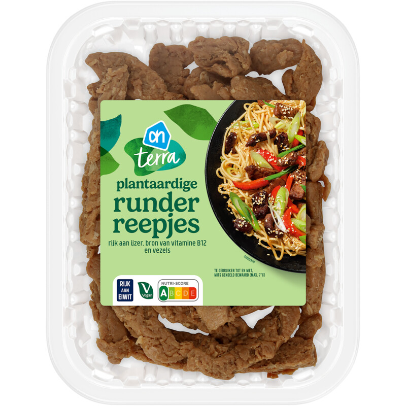 Een afbeelding van AH Terra Plantaardige runderreepjes