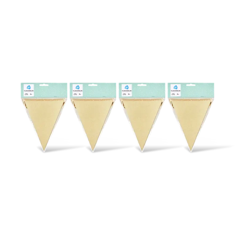 AH Glitter vlaggenlijn goud 6mtr 4-pack