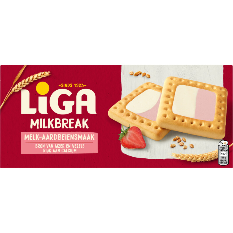 Een afbeelding van Liga Milkbreak melk-aardbeiensmaak