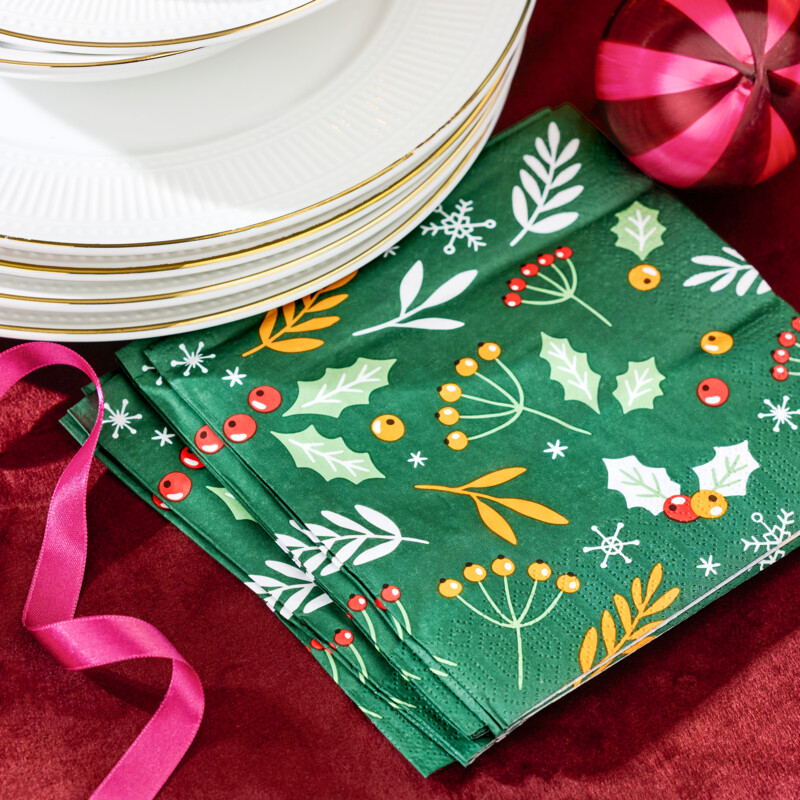 Een afbeelding van AH Excellent Servet figuurtjes groen 33x33cm