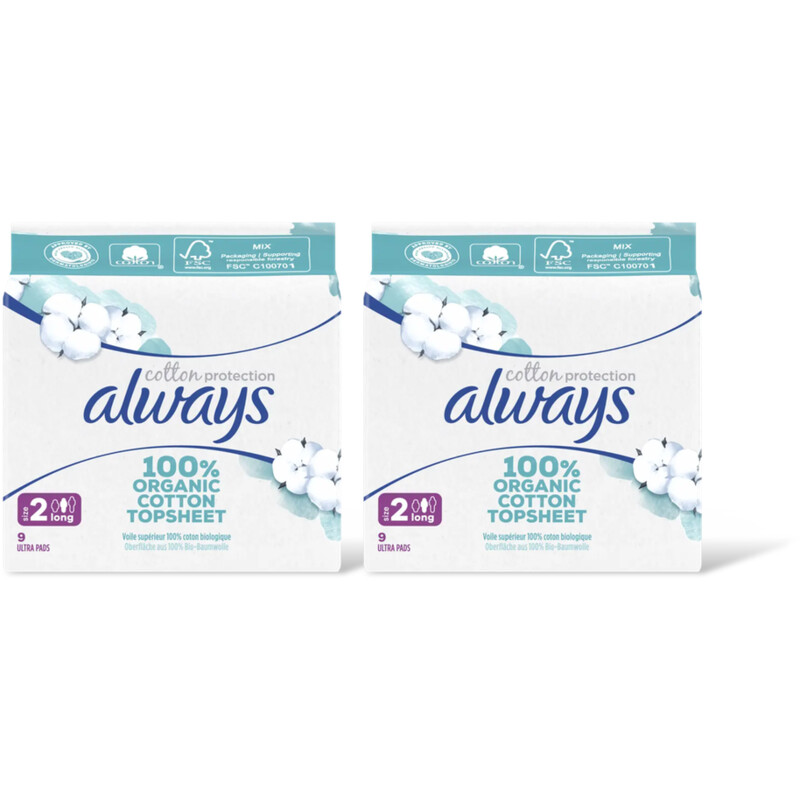 Always Organic cotton long maandverband 2-pack