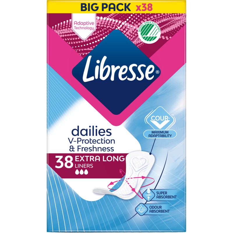 Een afbeelding van Libresse Dailies extra long inlegkruisjes bigpack
