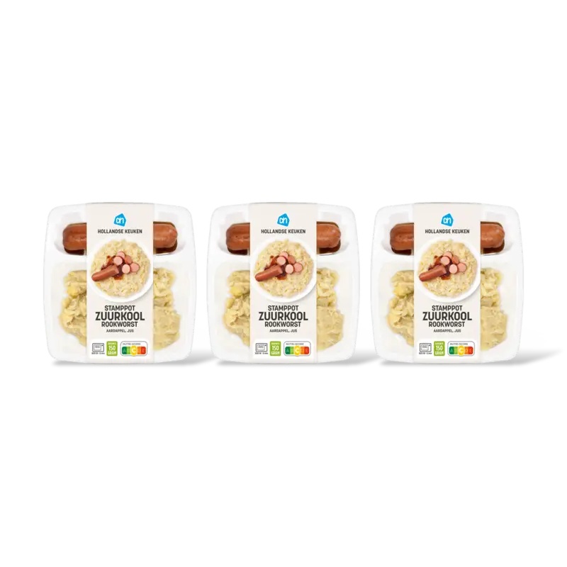 AH Stamppot zuurkool rookworst 3-pack