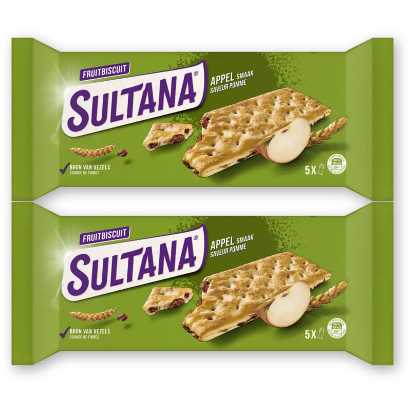 Sultana Fruitbiscuit appel 2-pack