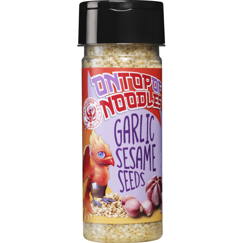 Een afbeelding van Red Phoenix On top of noodles garlic sesame seeds