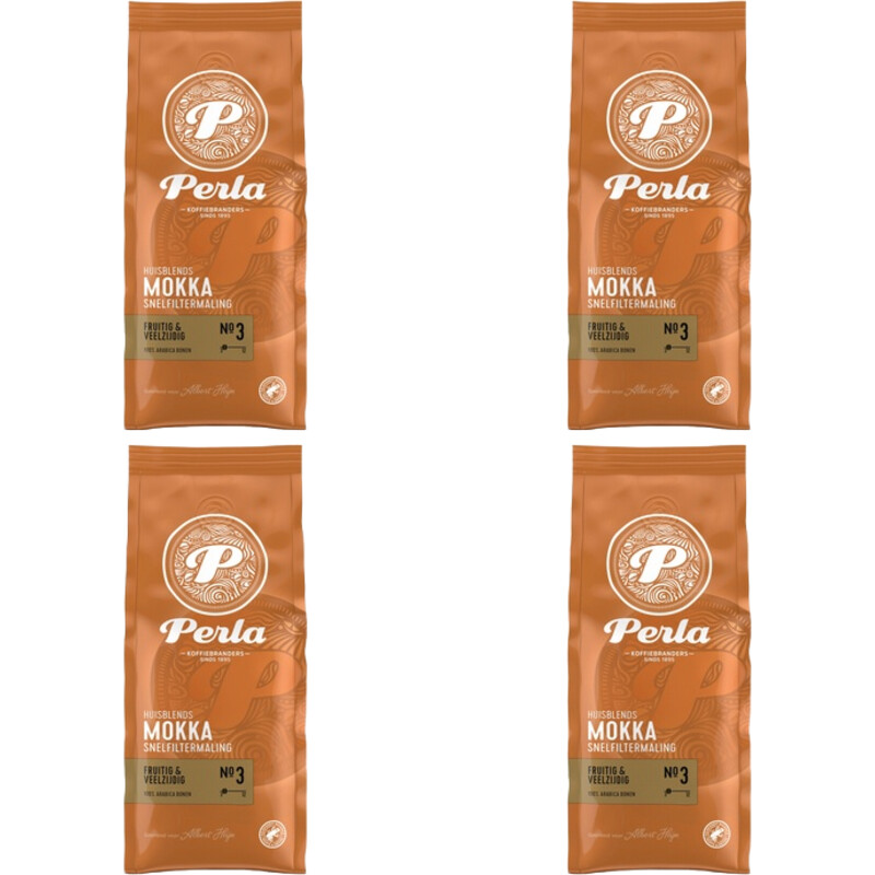 Een afbeelding van Perla Huisblends Mokka snelfiltermaling 4-pack