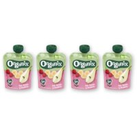 Organix Knijpfruit peer/banaan/framboos 4m+ 4pk