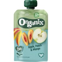 Een afbeelding van Organix Knijpfruit appel, perzik & mango 12m+