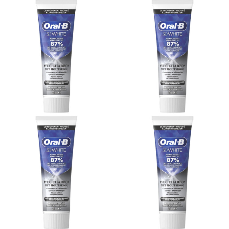 Een afbeelding van Oral-B 3D White met houtskool tandpasta 4-pack