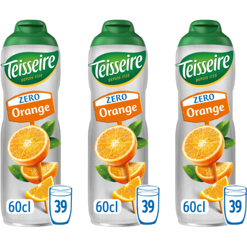 Een afbeelding van Teisseire Zero sinaasappel siroop 3-pack