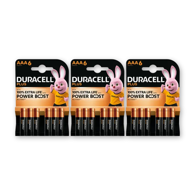 Duracell Plus AAA-alkaline batterijen MN2400 3-pk