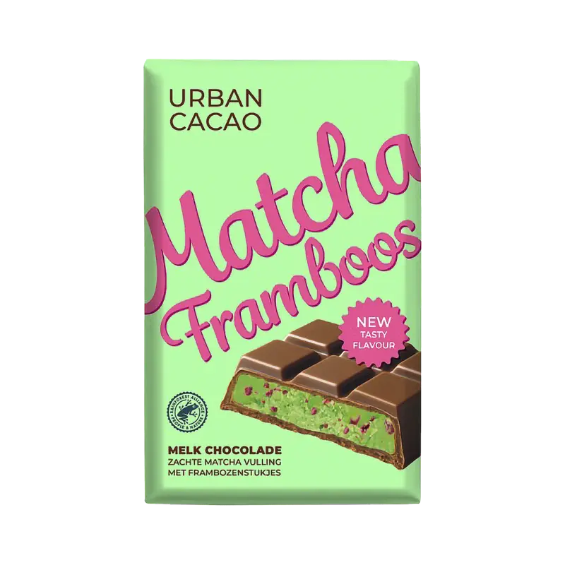 Matcha framboos chocolade