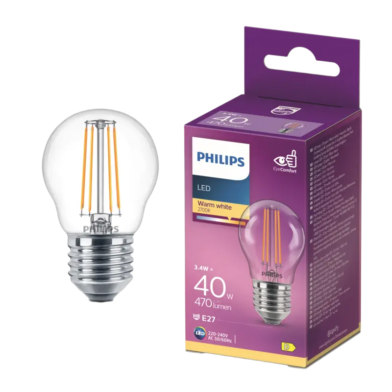 Philips Led fil kogel helder E27 40W