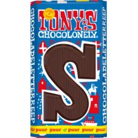 Een afbeelding van Tony's Chocolonely Pure chocoladeletter reep S 51%
