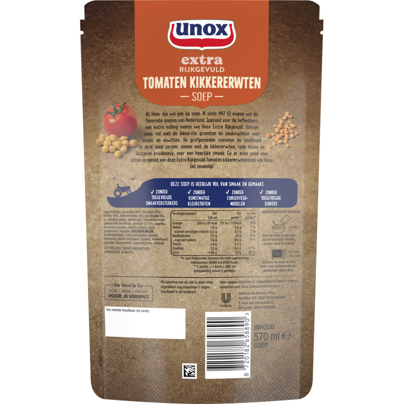 Een afbeelding van Unox Kikkererwten tomatensoep
